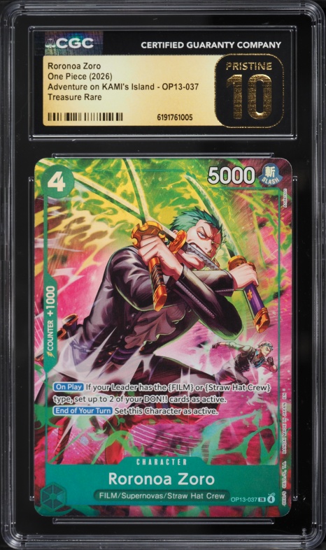 Roronoa Zoro Rare Parallel OP14-015 CGC PRISTINE 10 on Fanatics