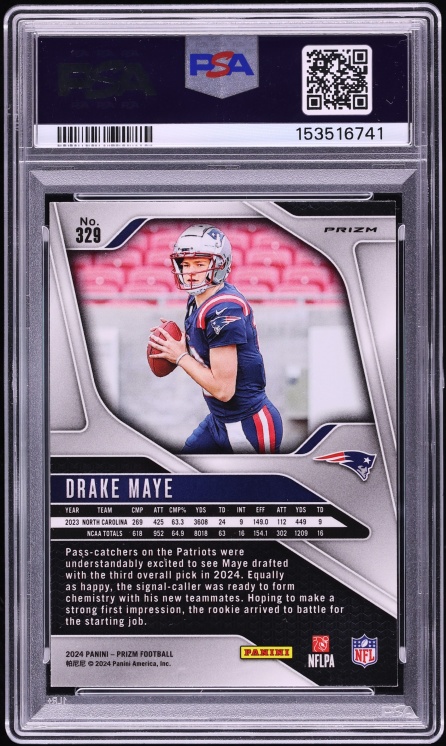 2024 Panini Prizm Neon Green Pulsar Drake Maye ROOKIE #329 PSA 9 MINT