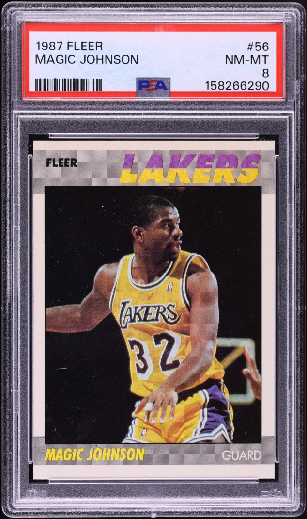 1987 Fleer Basketball Magic Johnson #56 PSA 8 NM-MT