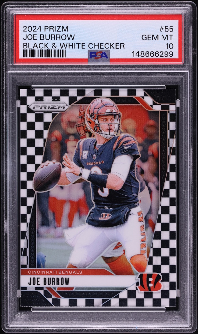 2024 Panini Prizm Black & White Checker Joe Burrow #55 PSA 10 GEM MINT