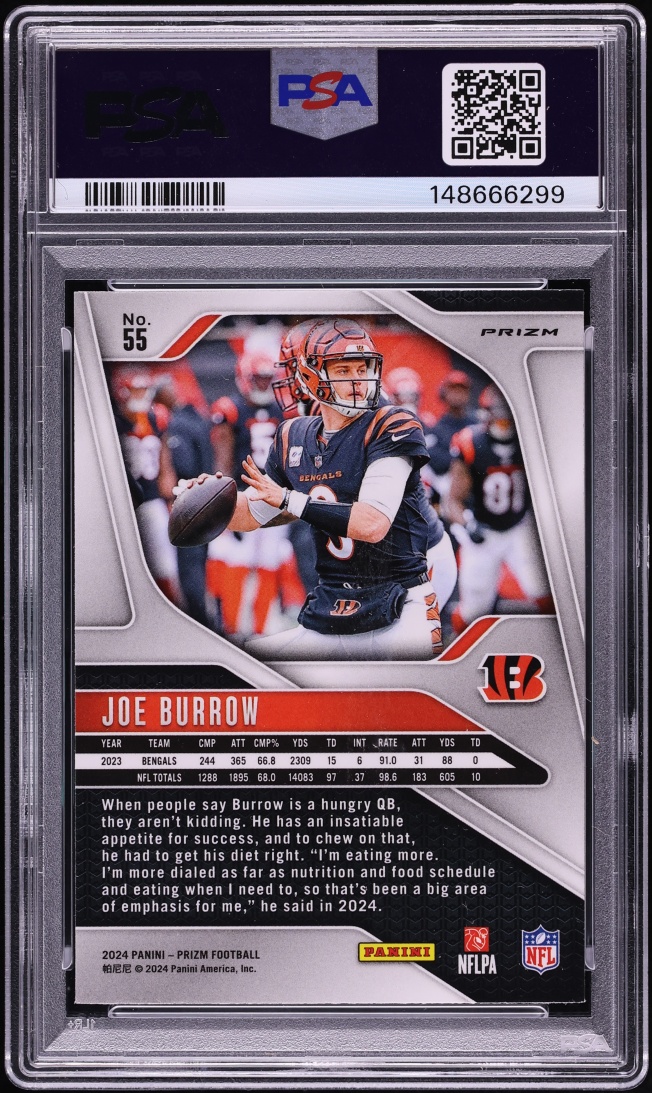 2024 Panini Prizm Black & White Checker Joe Burrow #55 PSA 10 GEM MINT