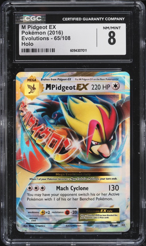 2016 Pokemon XY Evolutions Holo M Pidgeot Ex #65 CGC 8 NM-MT