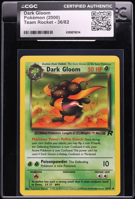 2000 Pokemon Team Rocket Dark Gloom #36 CGC AUTH