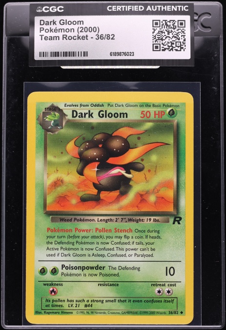 2000 Pokemon Team Rocket Dark Gloom #36 CGC AUTH