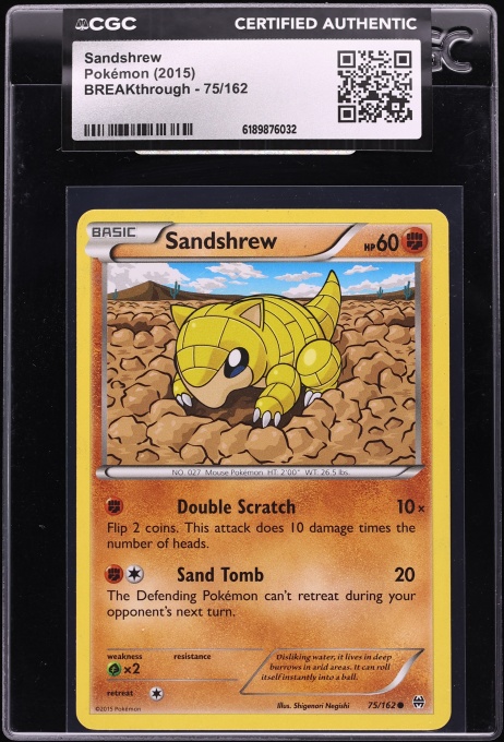 2015 Pokemon XY BREAKthrough Sandshrew #75 CGC AUTH