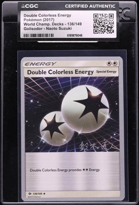 2017 Pokemon World Championships Golisodor Naoto Suzuki Double Colorless Energy #136 CGC AUTH