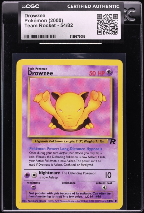 2000 Pokemon Team Rocket Drowzee #54 CGC AUTH