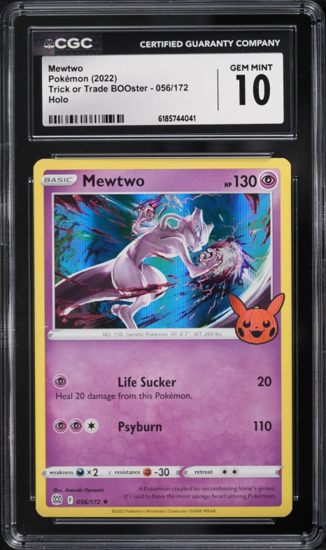 2022 Pokemon Sword & Shield Trick Or Trade BOOster Holo Mewtwo #56 CGC 10 GEM MINT