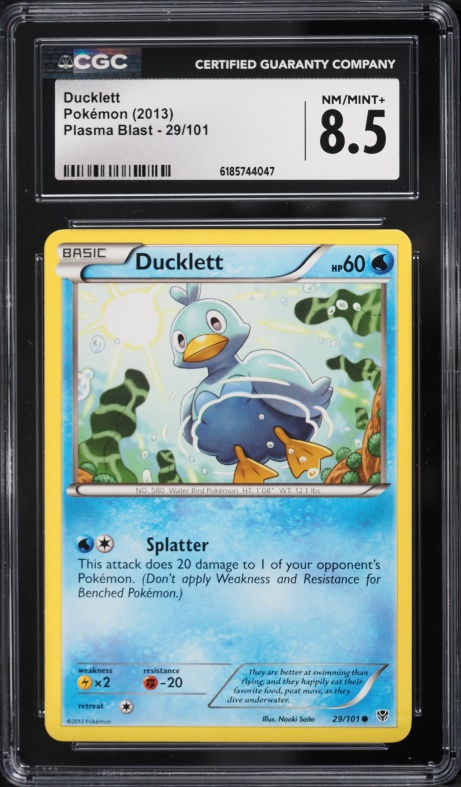 2013 Pokemon Black & White Plasma Blast Ducklett #29 CGC 8.5 NM-MT+