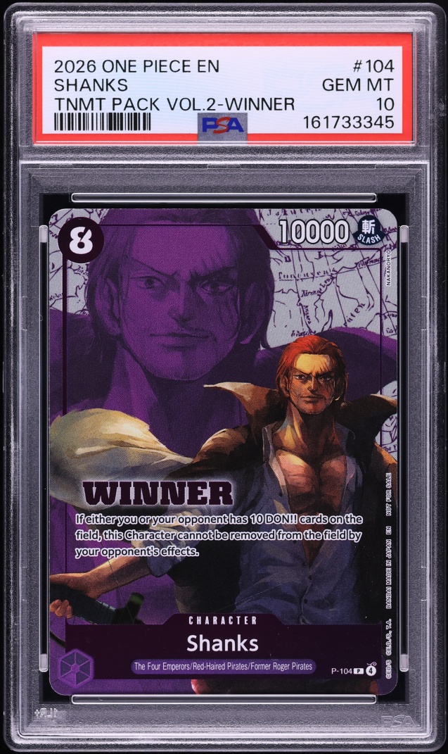 2026 One Piece Promo Tournament Pack Vol. 2 Winner Shanks #P-104 PSA 10 GEM MINT