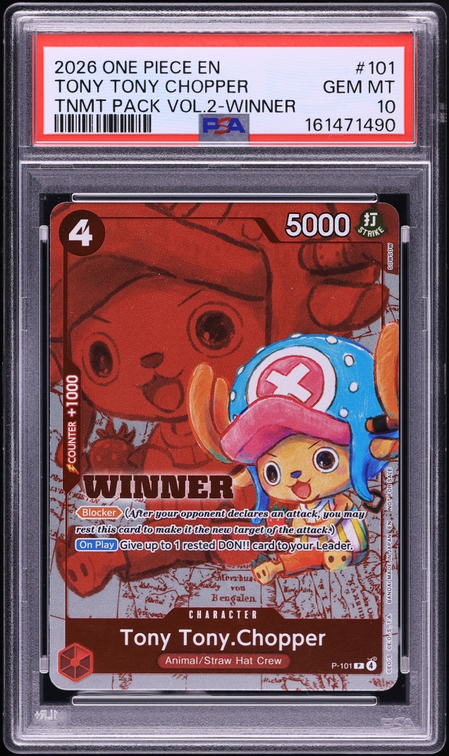 2026 One Piece Promo Tournament Pack Vol. 2 Winner Tony Tony Chopper #P-101 PSA 10 GEM MINT