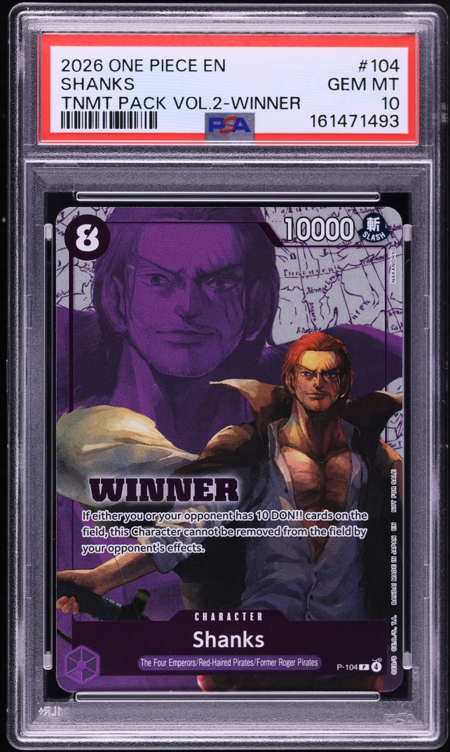 2026 One Piece Promo Tournament Pack Vol. 2 Winner Shanks #P-104 PSA 10 GEM MINT