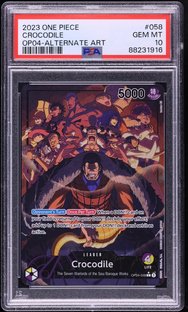 2023 One Piece Kingdoms Of Intrigue Alt Art Leader Crocodile #OP04-058 PSA 10 GEM MINT