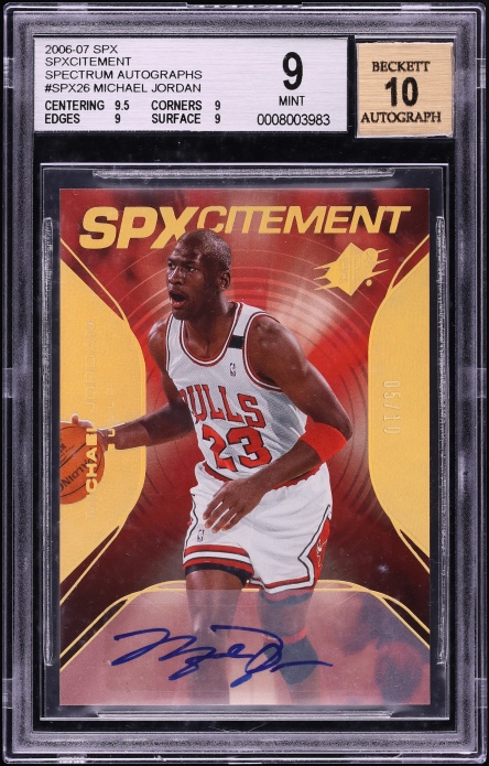 2006 Spx Spxcitement Spectrum Michael Jordan AUTO #SPX26 BGS 9