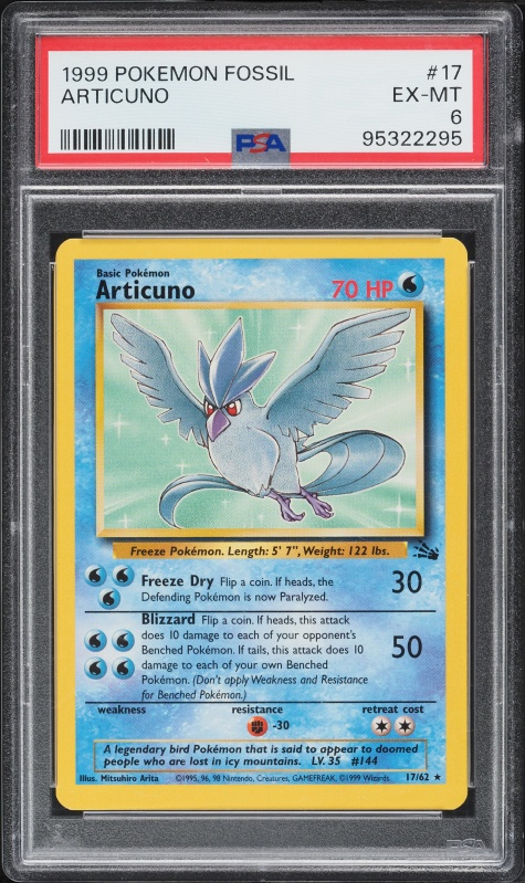 1999 Pokemon Fossil Articuno #17 PSA 6 EXMT