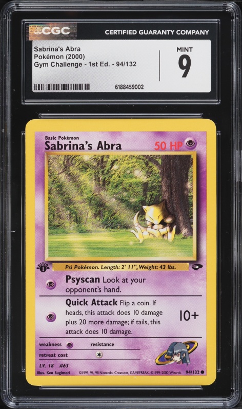 2000 Pokemon Gym Challenge 1st Edition Sabrina's Abra #94 CGC 9 MINT