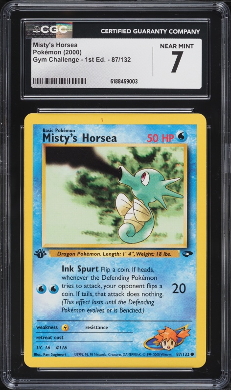 2000 Pokemon Gym Challenge 1st Edition Misty's Horsea #87 CGC 7 NRMT