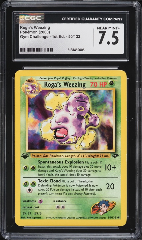 2000 Pokemon Gym Challenge 1st Edition Koga's Weezing #50 CGC 7.5 NRMT+