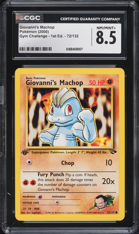 2000 Pokemon Gym Challenge 1st Edition Giovanni's Machop #72 CGC 8.5 NM-MT+