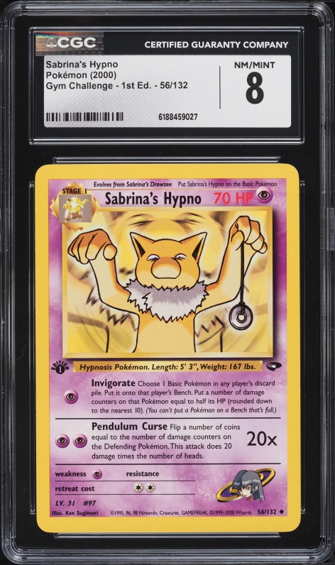 2000 Pokemon Gym Challenge 1st Edition Sabrina's Hypno #56 CGC 8 NM-MT
