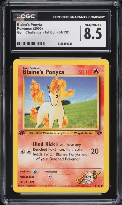2000 Pokemon Gym Challenge 1st Edition Blaine's Ponyta #64 CGC 8.5 NM-MT+