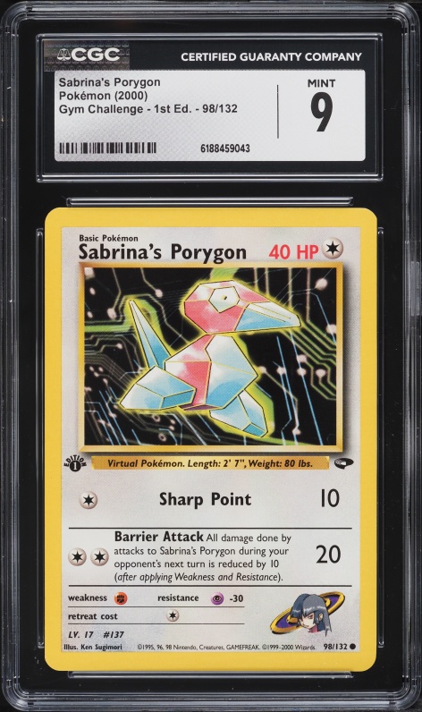 2000 Pokemon Gym Challenge 1st Edition Sabrina's Porygon #98 CGC 9 MINT
