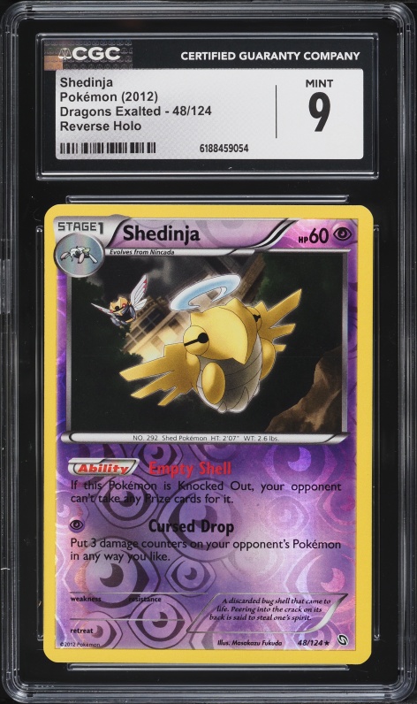 2012 Pokemon Black & White Dragons Exalted Reverse Holo Shedinja #48 CGC 9 MINT