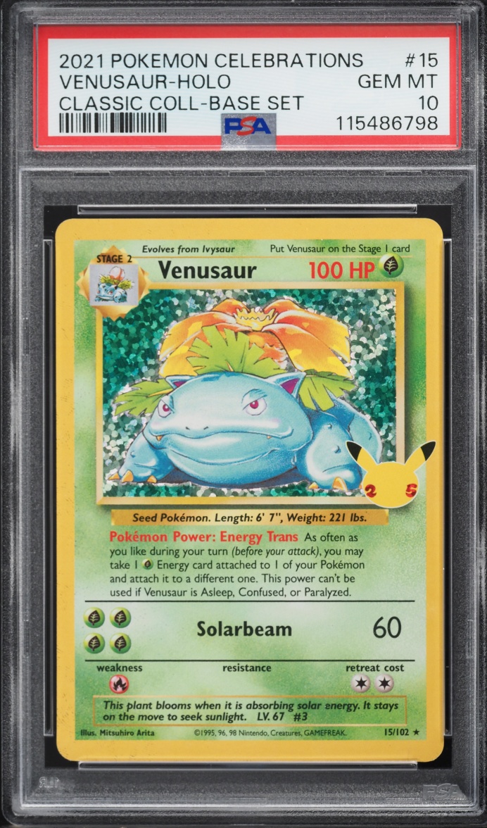 2021 Pokemon Sword & Shield Celebrations Classic Collection Holo Venusaur #15 PSA 10 GEM MINT