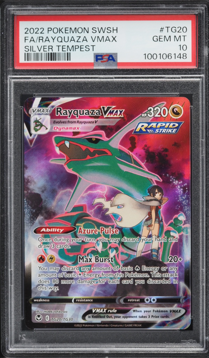 2022 Pokemon Sword & Shield Silver Tempest CHR Rayquaza VMAX #TG20 PSA 10 GEM MINT