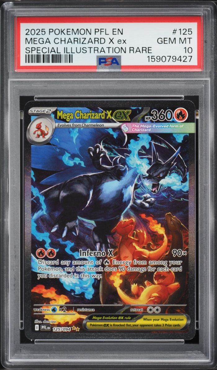 2025 Pokemon Mega Evolution Phantasmal Flames SIR Mega Charizard X EX #125 PSA 10 GEM MINT