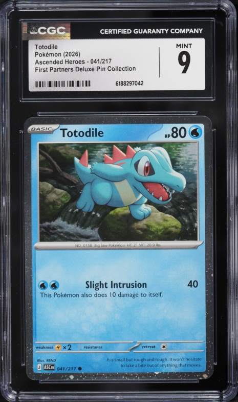 2026 Pokemon Mega Ascended Heroes First Partners Deluxe Pin Totodile #41 CGC 9 MINT