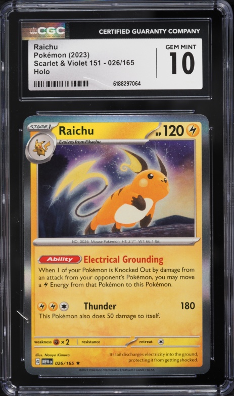 2023 Pokemon Scarlet & Violet 151 Holo Raichu #26 CGC 10 GEM MINT