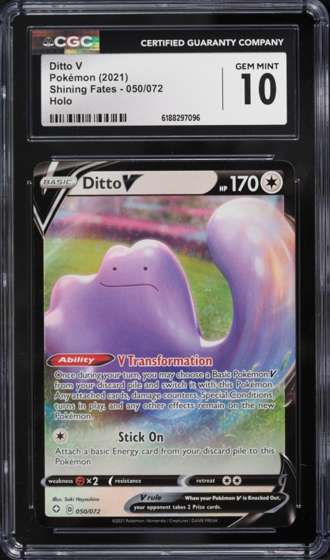 shiny ditto v pokemon card (050) 2021 Sword & Shield Shining Fates Placeholder Image Provided Qwachansey | Created a blue