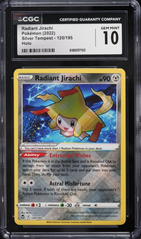 2022 Pokemon Sword & Shield Silver Tempest Holo Radiant Jirachi #120 CGC 10 GEM MINT