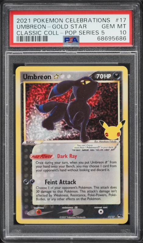 2021 Pokemon Sword & Shield Celebrations POP Series 5 Holo Umbreon Gold Star #17 PSA 10 GEM