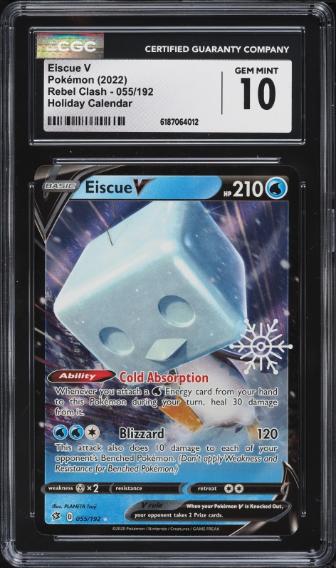 2022 Pokemon Rebel Clash Holiday Calendar Eiscue V #055 CGC 10 GEM MINT