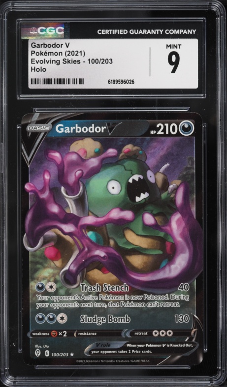 2021 Pokemon Sword & Shield Evolving Skies Holo Garbodor V #100 CGC 9 MINT