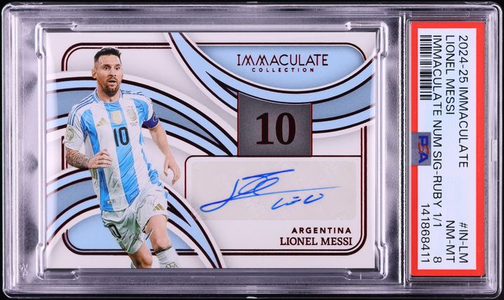 2020 Topps Inception UEFA Perfect 10 Blue Lionel Messi AUTO DNA 10