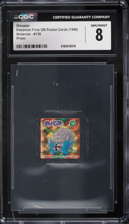 1998 Pokemon Japanese Nintendo Final GB Pocket Cards Prism Omastar #139 CGC 8 NM-MT