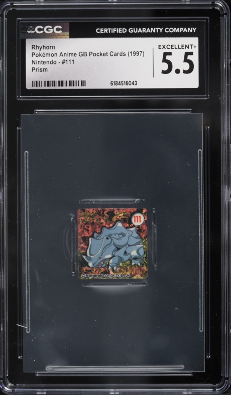 1997 Pokemon Japanese Nintendo Anime GB Pocket Cards Prism Rhyhorn #111 CGC 5.5 EX+