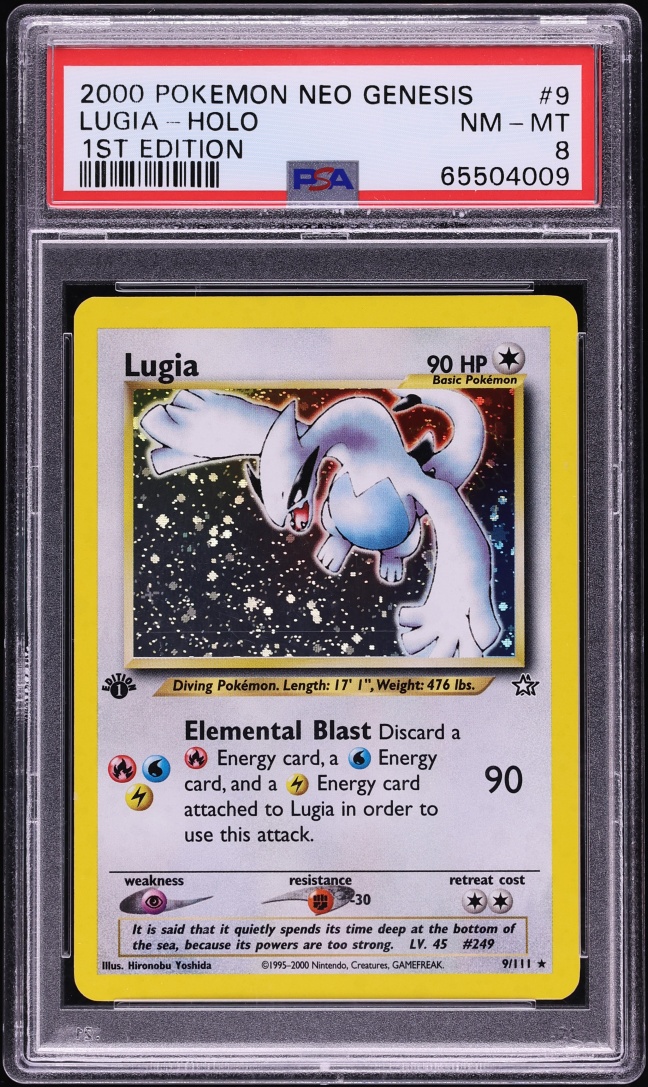 2000 Pokemon Neo Genesis 1st Edition Holo Lugia #9 PSA 8 NM-MT