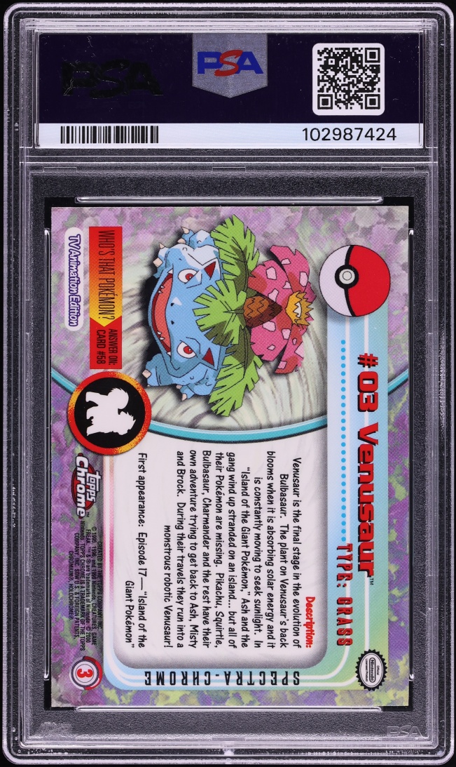 2000 Topps Chrome Pokemon T.V. Spectra Venusaur #3 PSA 10 GEM MINT