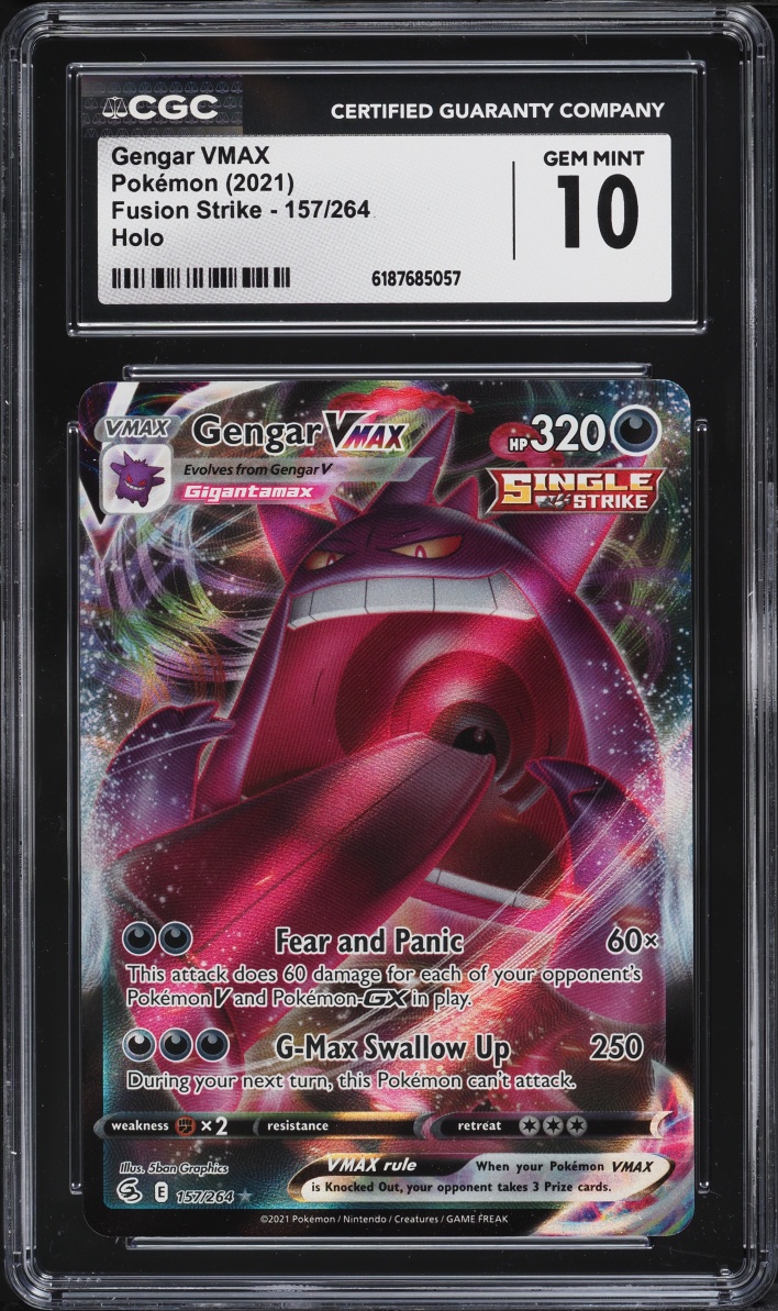 2021 Pokemon Sword & Shield Fusion Strike Full Art Gengar VMAX #157 CGC 10 GEM MINT