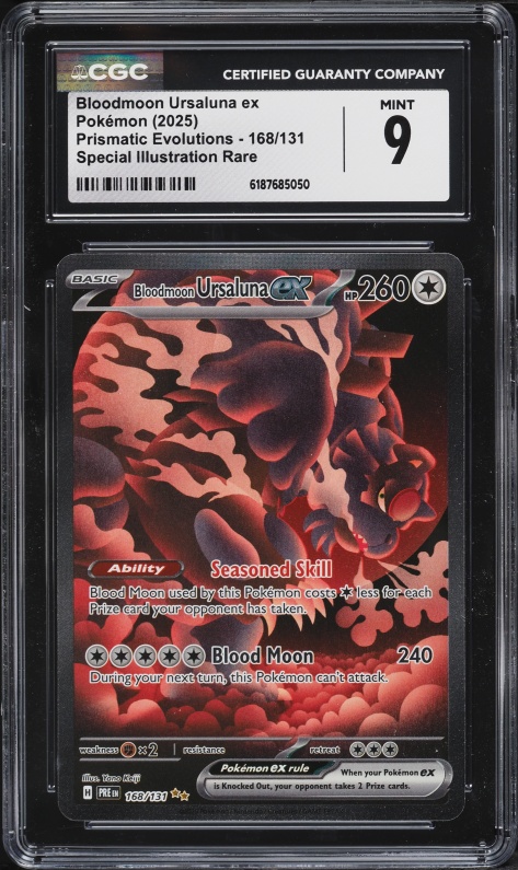 2025 Pokemon Scarlet & Violet Prismatic Evolutions SIR Bloodmoon Ursaluna ex #168 CGC 9 MINT