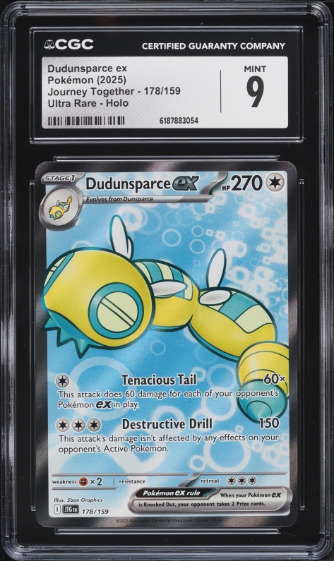 2025 Pokemon Scarlet & Violet Journey Together Full Art Dudunsparce Ex #178 CGC 9 MINT