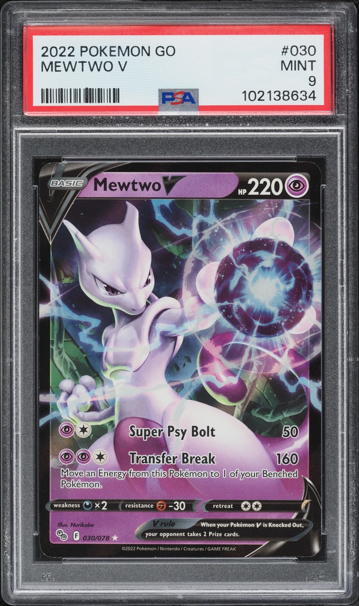 2022 Pokemon Sword & Shield GO Holo Mewtwo V #30 PSA 9 MINT