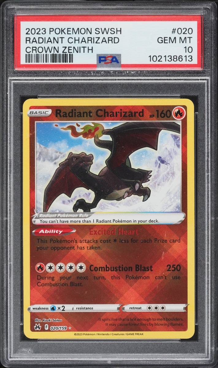 2023 Pokemon Sword & Shield Crown Zenith Holo Radiant Charizard #20 PSA 10 GEM MINT
