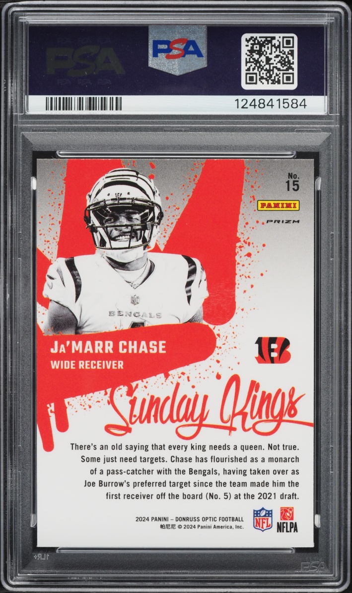 2024 Donruss Optic Sunday Kings Ja'Marr Chase #15 PSA 10 GEM MINT