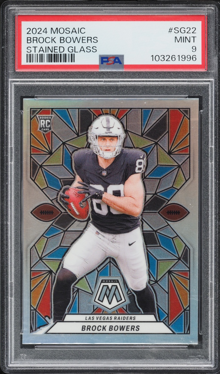 2024 Panini Mosaic Stained Glass Brock Bowers ROOKIE #SG-22 PSA 9 MINT