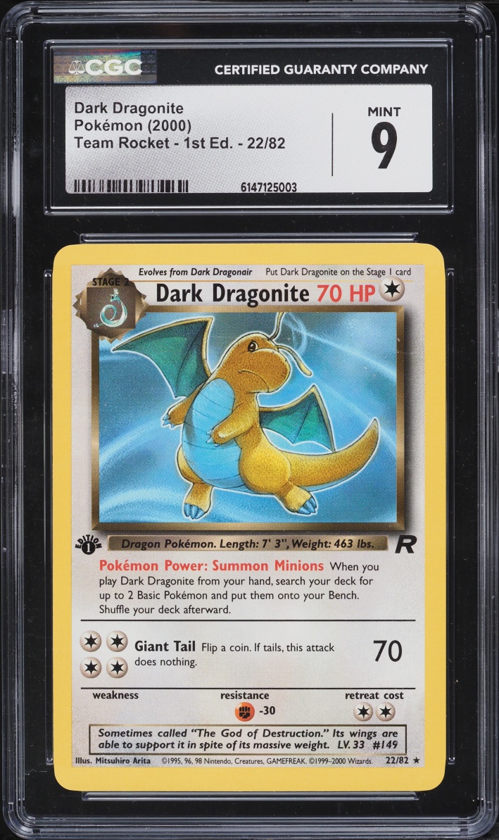 2000 Pokemon Team Rocket 1st Edition Dark Dragonite #22 CGC 9 MINT